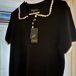 NEW!! Black and Cream Sweater Knit Top